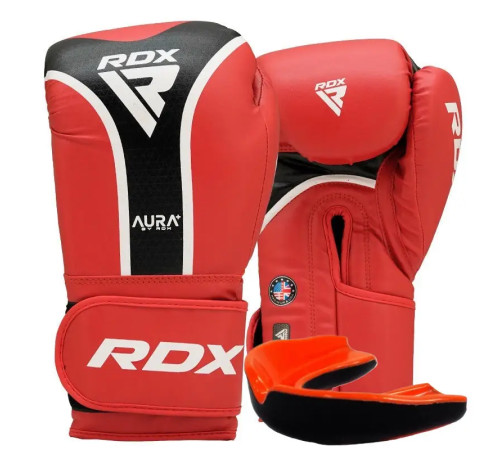 Рукавички боксерські з капою RDX AURA PLUS T-17 розмір 12 унцій, червоно-чорні