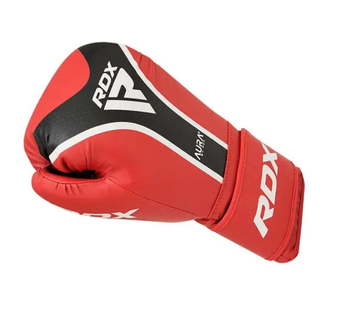 Рукавички боксерські з капою RDX AURA PLUS T-17 розмір 12 унцій, червоно-чорні