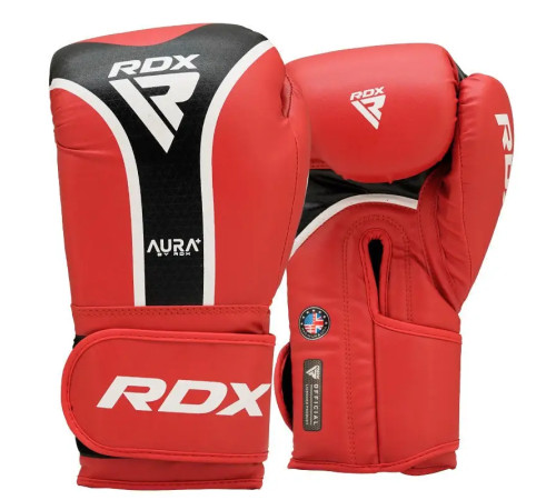 Рукавички боксерські з капою RDX AURA PLUS T-17 розмір 12 унцій, червоно-чорні