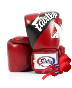 Рукавички боксерські з бинтами Fairtex BGV1 Nation Print 10 унцій, червоні