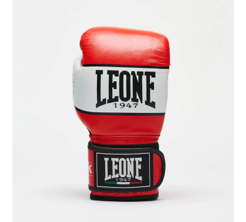 Рукавички боксерські шкіряні з бинтами Leone GN047 SHOCK розмір 12 унцій, червоні