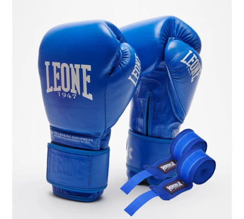 Рукавички боксерські з бинтами Leone GN111 THE GREATEST розмір 16 унцій, сині