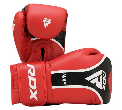 Рукавички боксерські з капою RDX AURA PLUS T-17 розмір 14 унцій, червоно-чорні