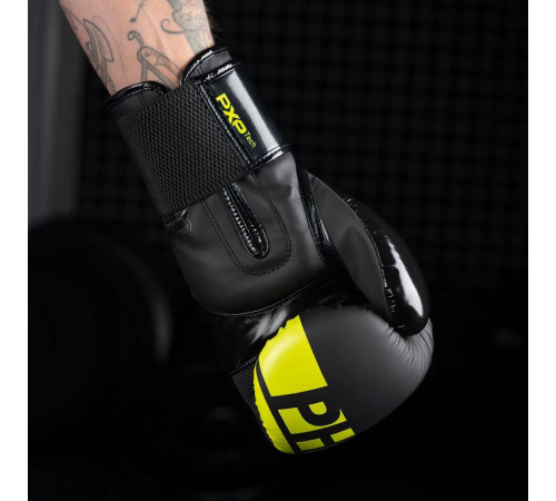 Рукавички боксерські з бинтами Phantom APEX Elastic Neon 14 унцій, чорно-жовті