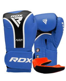 Рукавички боксерські з капою RDX AURA PLUS T-17 розмір 12 унцій, синьо-чорні