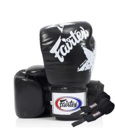 Рукавички боксерські з бинтами Fairtex BGV1 Nation Print 12 унцій, чорні