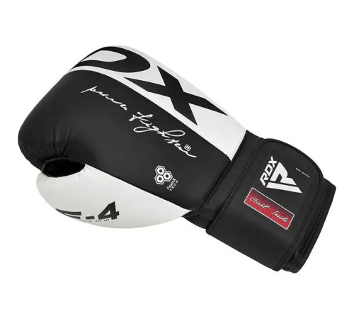 Рукавички боксерські з капою RDX F4 Hook&Loop розмір 10 унцій, чорно-білі