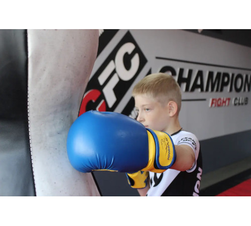 Рукавички боксерські PowerPlay 3004 JR Classic Синьо-Жовті 8 унцій