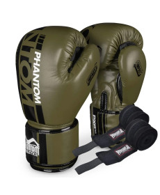 Рукавички боксерські з бинтами Phantom APEX 16 унцій, хакі