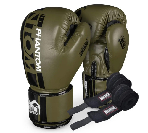 Рукавички боксерські з бинтами Phantom APEX 16 унцій, хакі