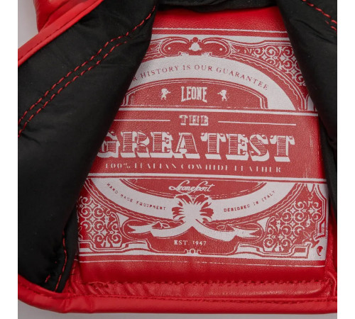 Рукавички боксерські шкіряні з бинтами Leone GN111 THE GREATEST розмір 16 унцій, червоні