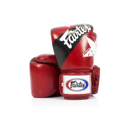 Рукавички боксерські з бинтами Fairtex BGV1 Nation Print 14 унцій, червоні