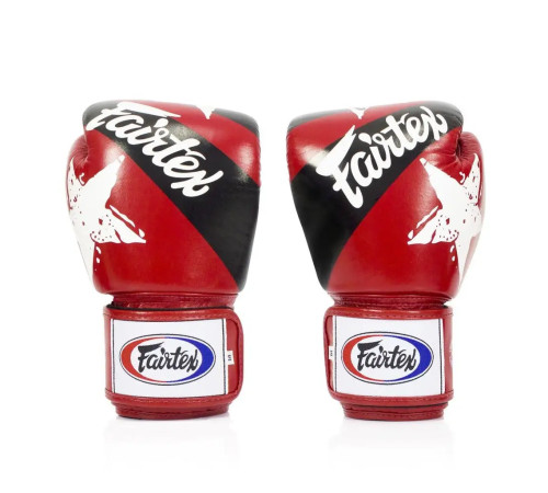 Рукавички боксерські з бинтами Fairtex BGV1 Nation Print 14 унцій, червоні