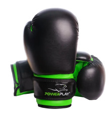 Рукавички боксерські  PowerPlay 3004 JR Classic Чорно-Зелені 8 унцій