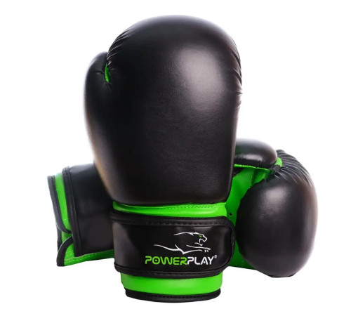 Рукавички боксерські PowerPlay 3004 JR Classic Чорно-Зелені 8 унцій