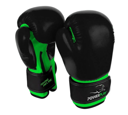 Рукавички боксерські PowerPlay 3004 JR Classic Чорно-Зелені 8 унцій