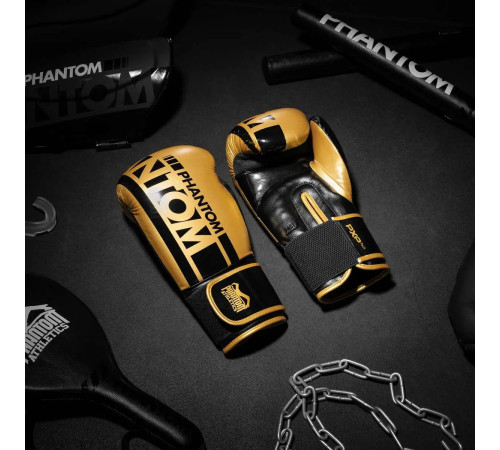 Рукавички боксерські з капою Phantom APEX Elastic 16 унцій, чорно-золотистий