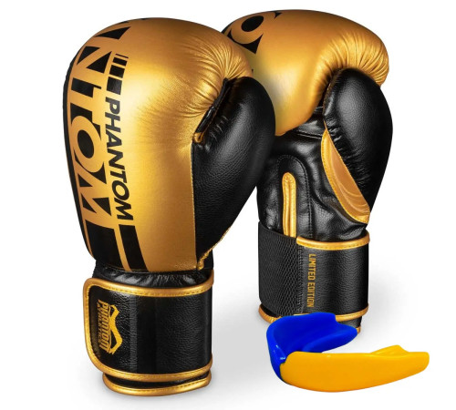 Рукавички боксерські з капою Phantom APEX Elastic 16 унцій, чорно-золотистий