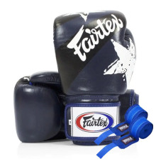 Рукавички боксерські з бинтами Fairtex BGV1 Nation Print 12 унцій, темно-сині