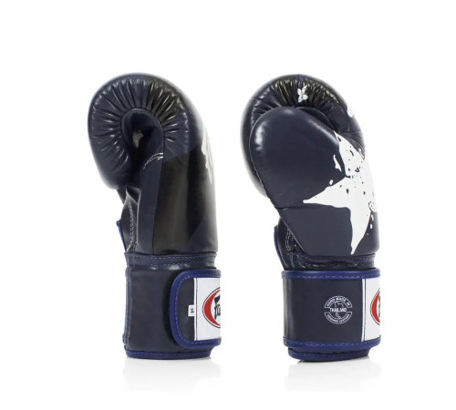 Рукавички боксерські з бинтами Fairtex BGV1 Nation Print 12 унцій, темно-сині