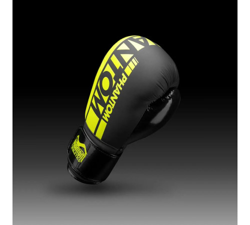 Рукавички боксерські з бинтами Phantom APEX Elastic Neon 16 унцій, чорно-жовті