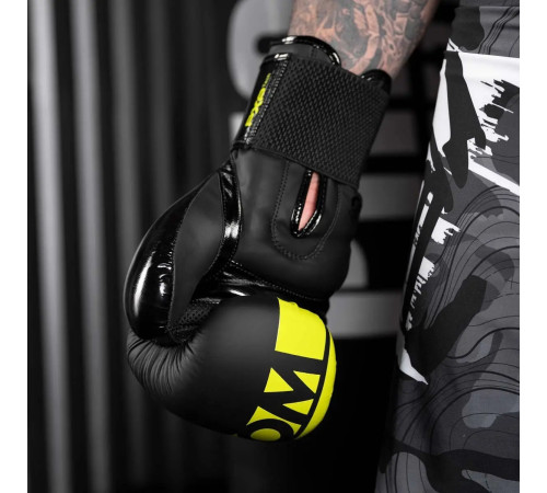 Рукавички боксерські з бинтами Phantom APEX Elastic Neon 16 унцій, чорно-жовті