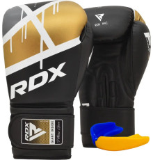 Рукавички боксерські з капою RDX F7 Ego розмір 16 унцій, чорно-золотисті