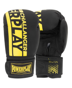 Рукавички боксерські PowerPlay 3086 Matt Challenger розмір 12 унцій, чорно-жовті