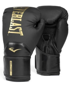 Боксерські рукавиці Everlast ELITE 2 BOXING GLOVES 16 унцій, чорно-золотисті