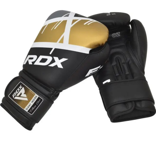 Рукавички боксерські з капою RDX F7 Ego розмір 12 унцій, чорно-золотисті