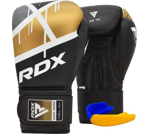Рукавички боксерські з капою RDX F7 Ego розмір 10 унцій, чорно-золотисті