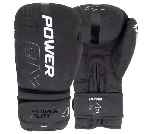 Рукавички боксерські PowerPlay 3024 Ultra Mat розмір 12 унцій, чорно-білі