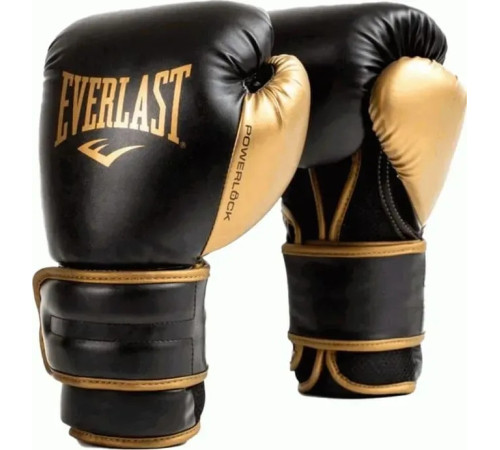 Боксерські рукавиці EVERLAST POWERLOCK 2R TRAINING GLOVE 16 унцій, чорно-золотистий