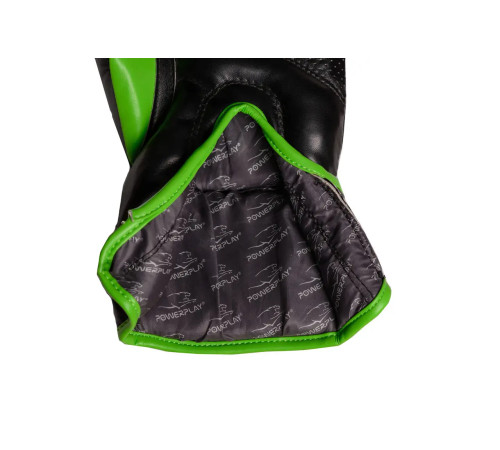 Рукавички боксерські PowerPlay 3018 Jaguar 12 унцій, чорно-зелені Рукавички боксерські PowerPlay 3018 Jaguar 12 унцій, чорно-зелені