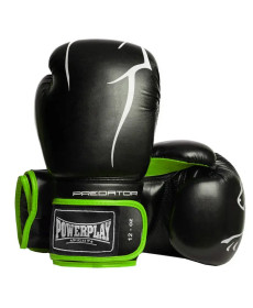 Рукавички боксерські PowerPlay 3018 Jaguar 12 унцій, чорно-зелені