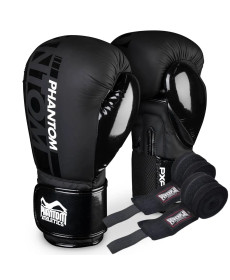 Рукавички боксерські з бинтами Phantom APEX Speed 16 унцій, чорні