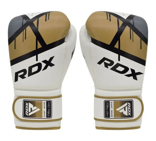 Рукавички боксерські з капою RDX F7 Ego розмір 16 унцій, біло-золотисті