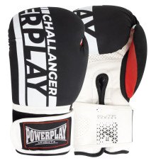 Рукавички боксерські PowerPlay 3086 Matt Challenger розмір 12 унцій, чорно-білі