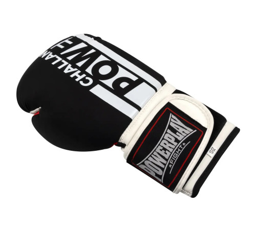 Рукавички боксерські PowerPlay 3086 Matt Challenger розмір 12 унцій, чорно-білі