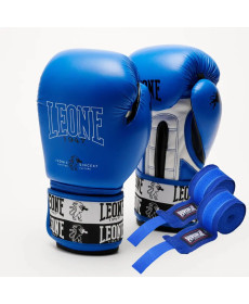 Рукавички боксерські з бинтами Leone GN208 ICONIC розмір 16 унцій, сині