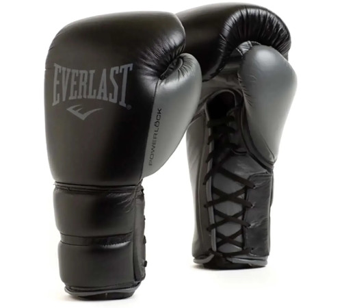 Боксерські рукавиці Everlast POWERLOCK 2 PRO TRAINING LACED GLOVE 12 унцій, чорні