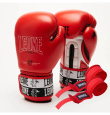 Рукавички боксерські з бинтами Leone GN208 ICONIC розмір 12 унцій, червоні