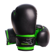 Рукавички боксерські PowerPlay 3004 JR Classic 6 унцій, чорно-зелені