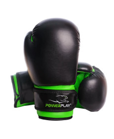 Рукавички боксерські PowerPlay 3004 JR Classic 6 унцій, чорно-зелені