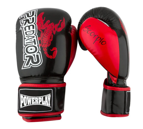 Рукавички боксерські PowerPlay 3007 Scorpio Чорні карбон 12 унцій