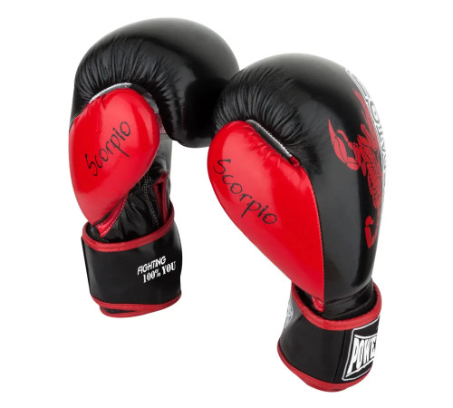 Рукавички боксерські PowerPlay 3007 Scorpio Чорні карбон 12 унцій
