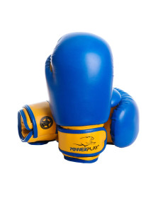 Рукавички боксерські PowerPlay 3004 JR Classic 6 унцій, синьо-жовті