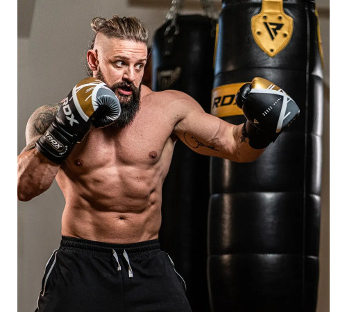 Рукавички боксерські з капою RDX F7 Ego розмір 14 унцій, чорно-золотистий