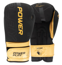 Рукавички боксерські PowerPlay 3024 Ultra Mat розмір 12 унцій, чорно-золотисті