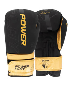 Рукавички боксерські PowerPlay 3024 Ultra Mat розмір 12 унцій, чорно-золотисті